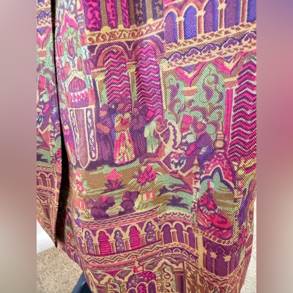Vintage Linda Allard Ellen Tracy Silk Faux Wrap Skirt Persian Durbar Print 4 EUC - Picture 6 of 14